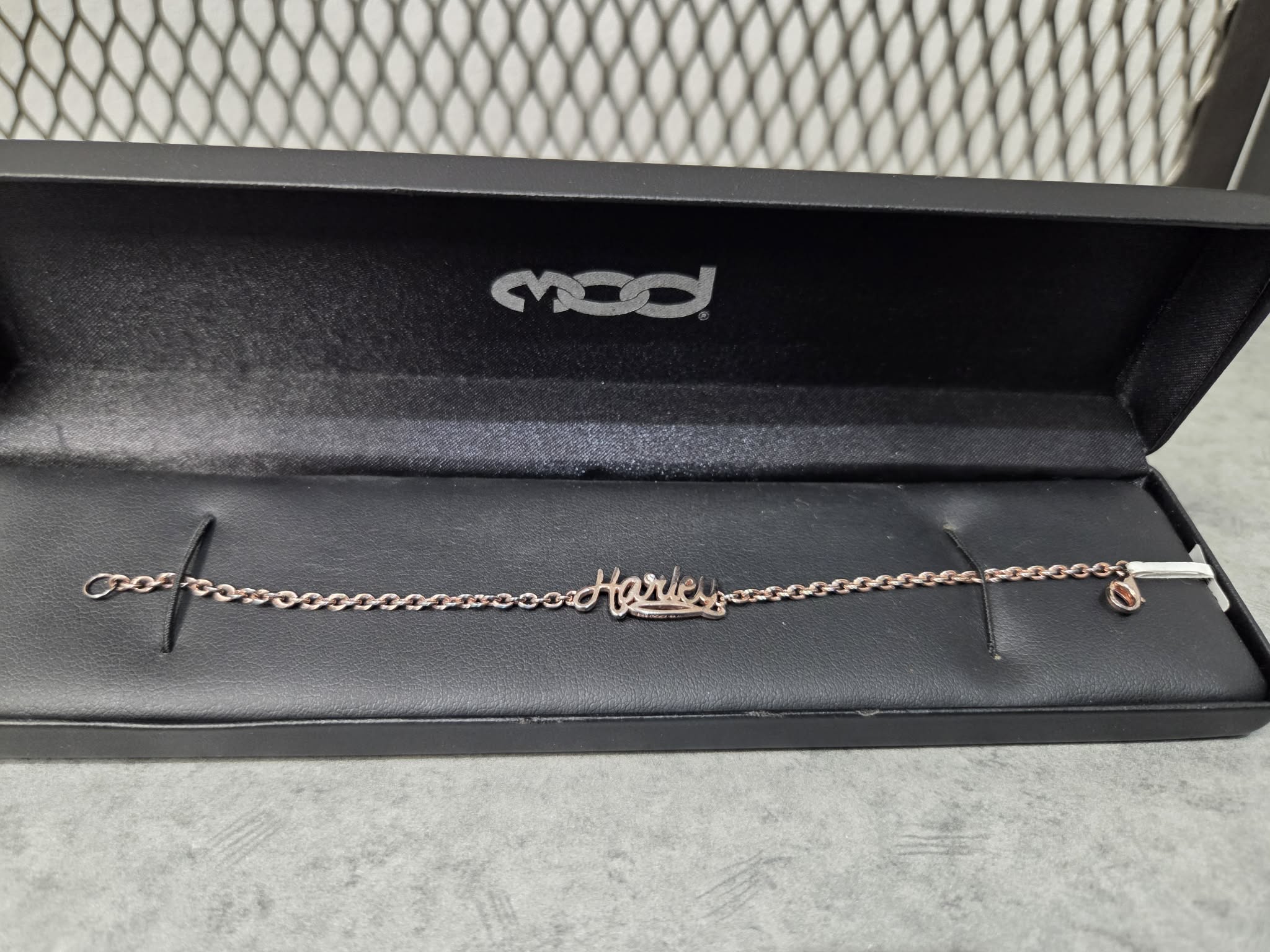 Licensed Product Womens Sterling Silver Rose Gold Cursive Harley Bracelet Main image