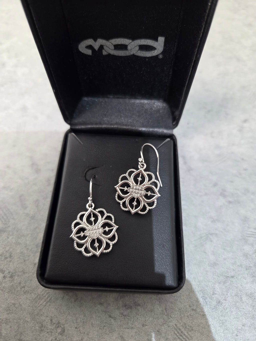 Licensed Product Womens Sterling Silver Floral Interlace Dangle Earrings