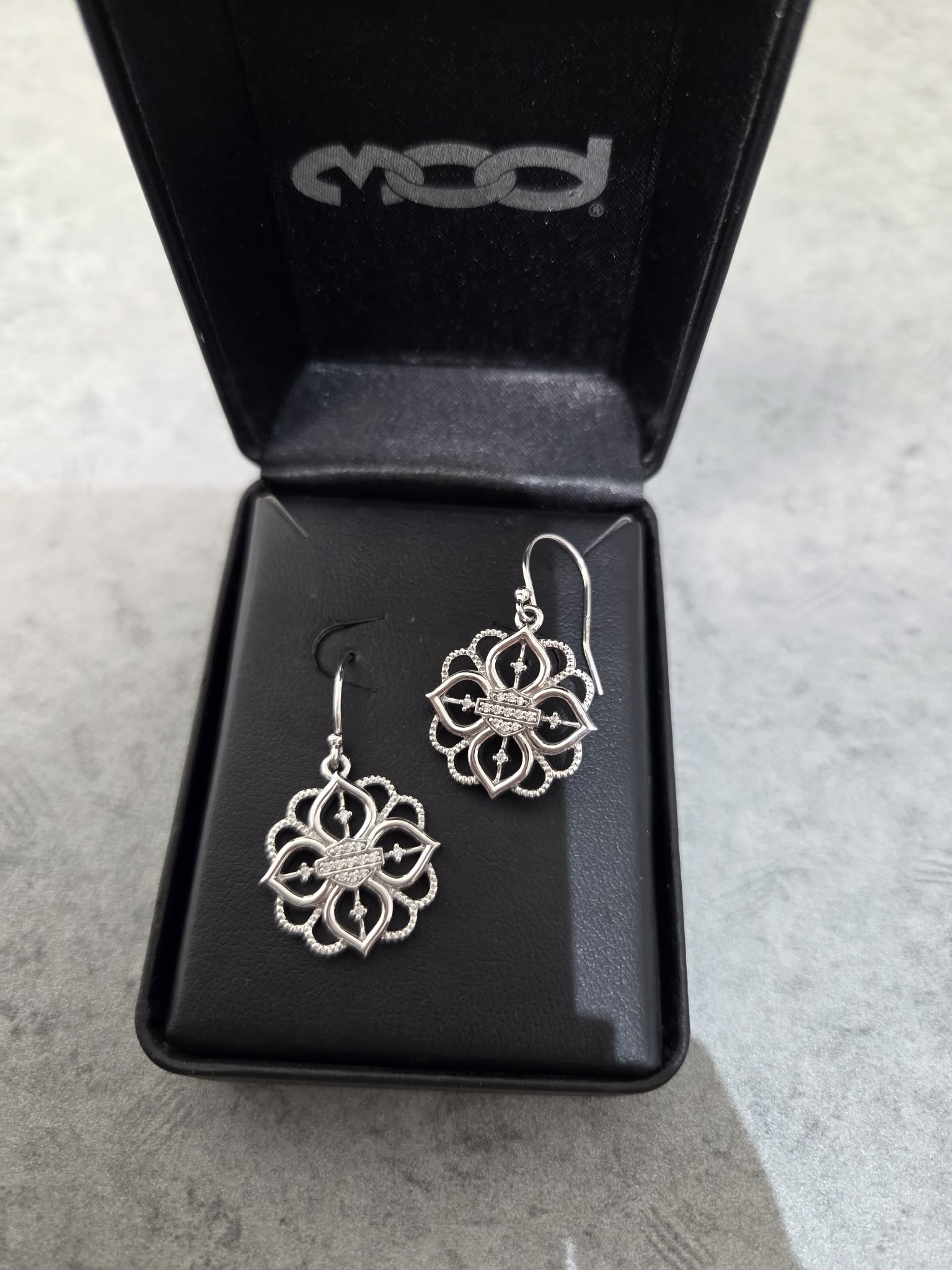 Licensed Product Womens Sterling Silver Floral Interlace Dangle Earrings