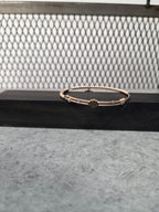 Licensed Product Womens Stainless Steel Rose Gold Tone Charm Beaded Bangle Bracelet – Adjustable