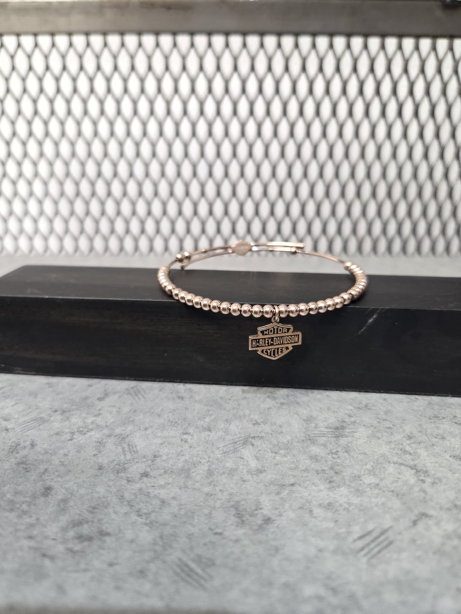 Licensed Product Womens Stainless Steel Rose Gold Tone Charm Beaded Bangle Bracelet – Adjustable Secondary image