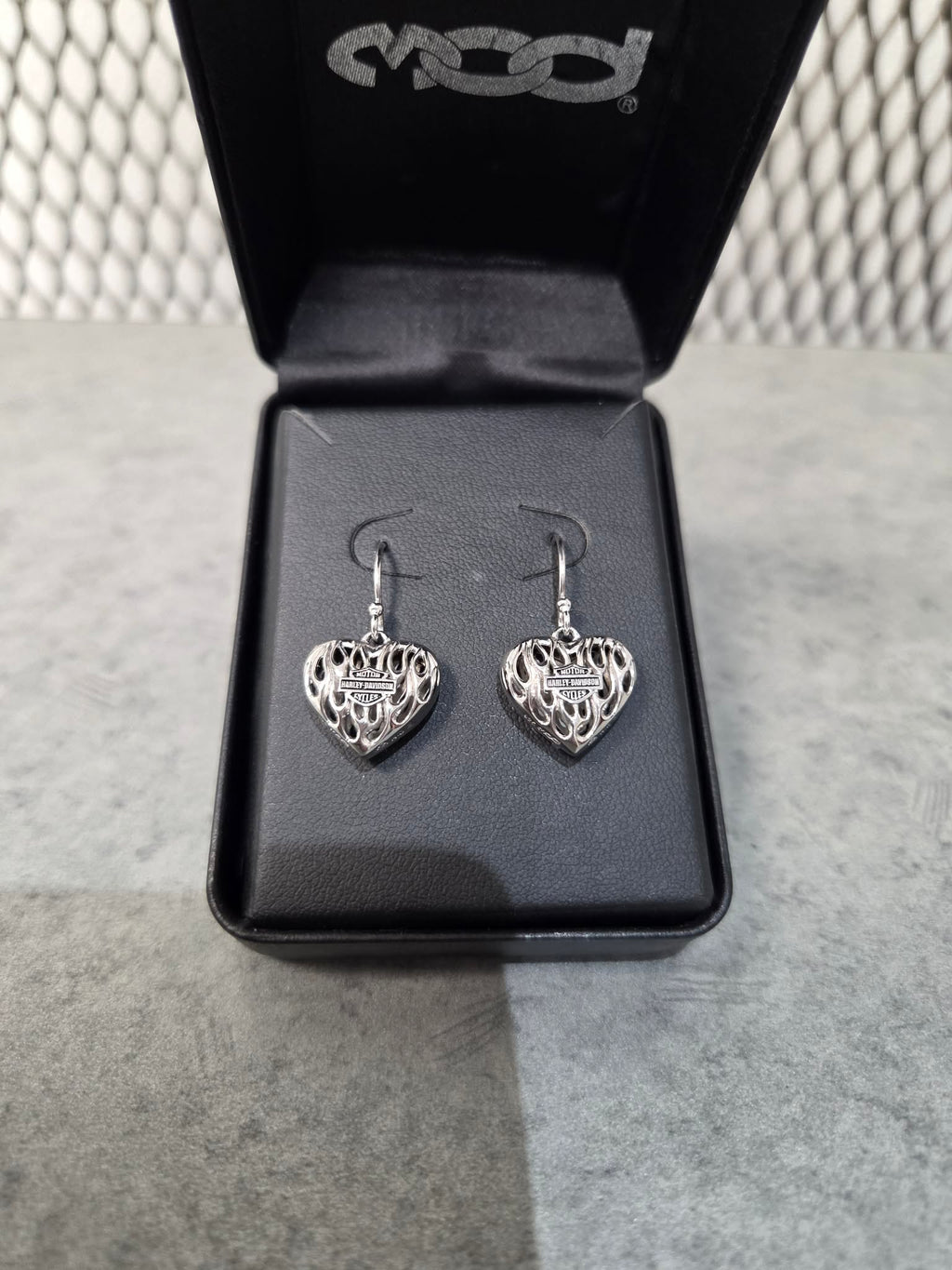 Licensed Product Womens .925 Silver Flame Heart Dangle Earrings