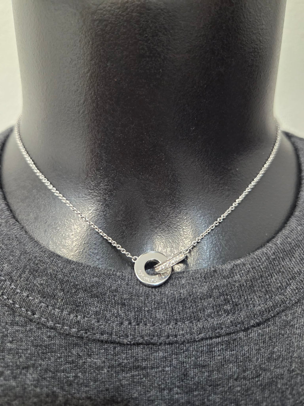 Licensed Product Womens .925 Sterling Silver Cirque Interlock Bling Necklace – Adjustable