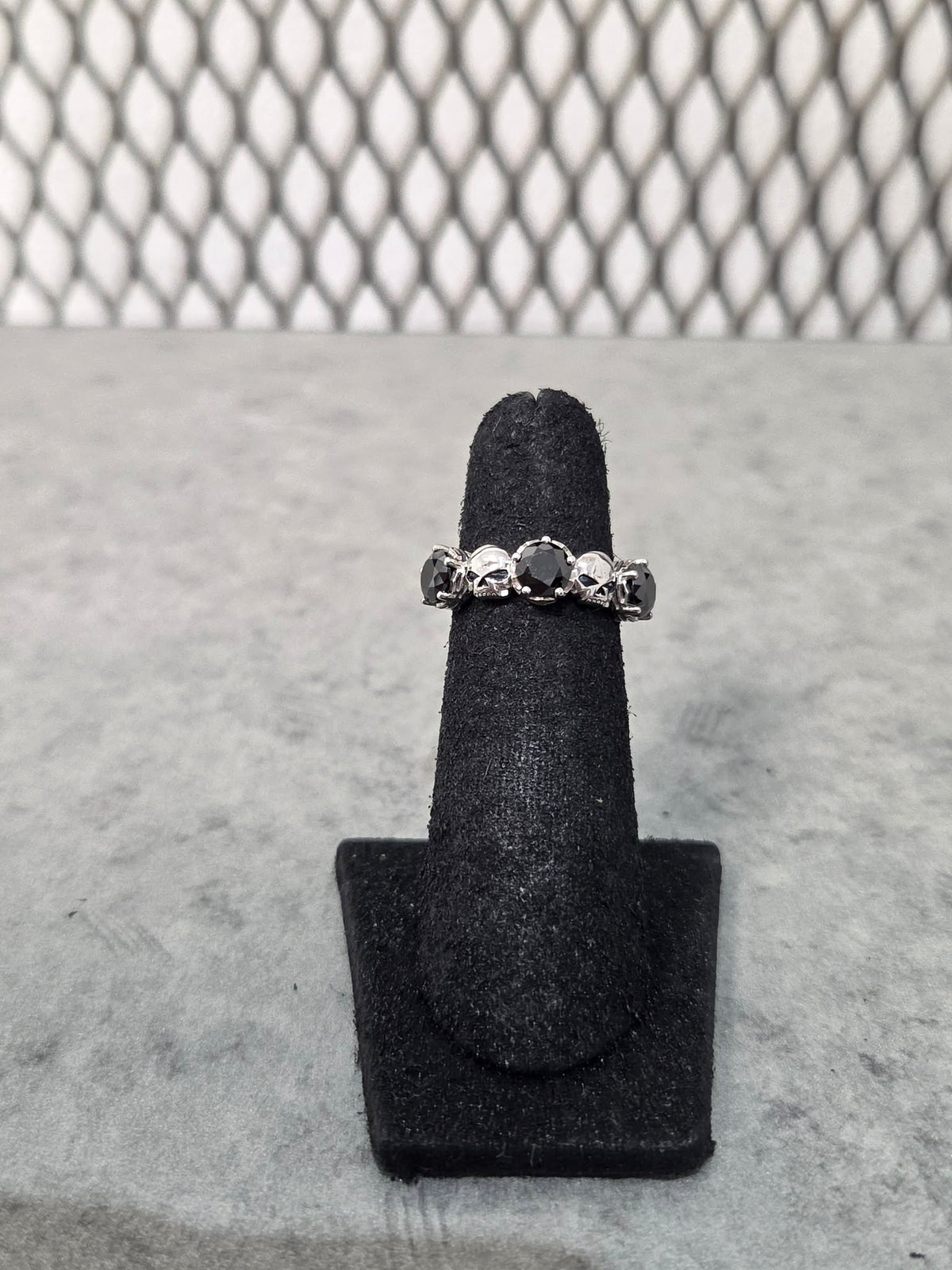 Licensed Product Womens Silver Skull & Three Stone Ring Main image