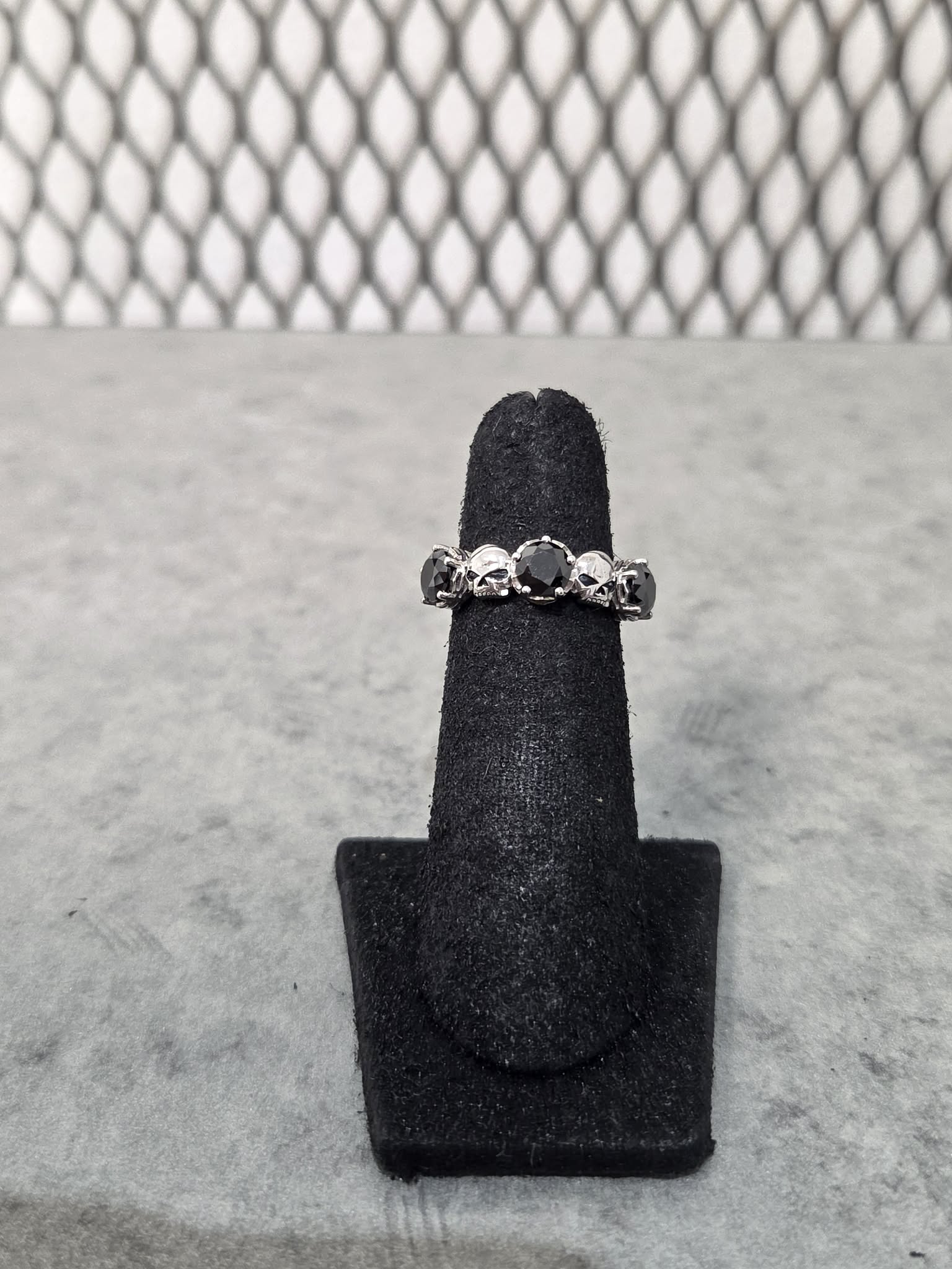Licensed Product Womens Silver Skull & Three Stone Ring