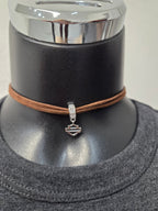 Licensed Product Womens .925 Sterling SilverBrown Leather Choker Necklace – Adjustable